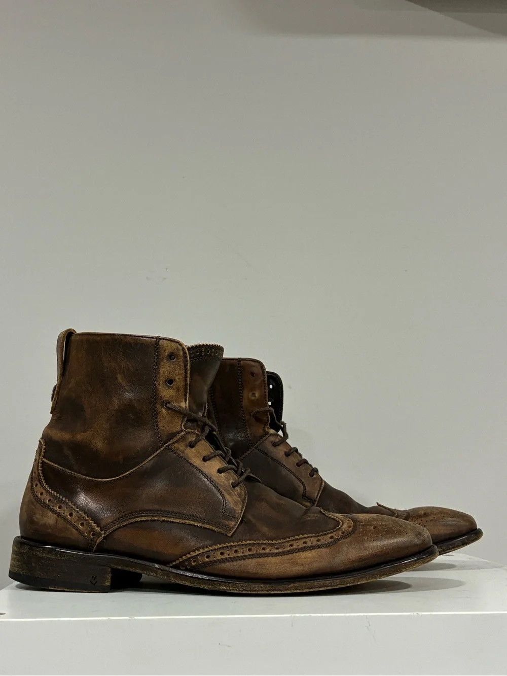 John Varvatos Collection Distressed Leather Boot Size EU 43 USA 10